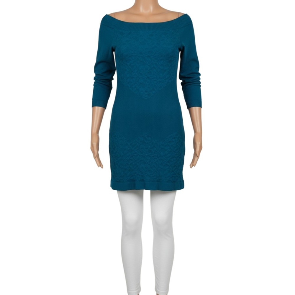 Arden B Teal Tunic Top XS S Off Shoulder Fall Campus It Girl Y2K Archive